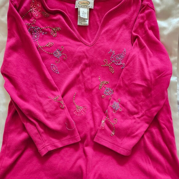 Pink Embellished V-Neck Top - Picture 2 of 2